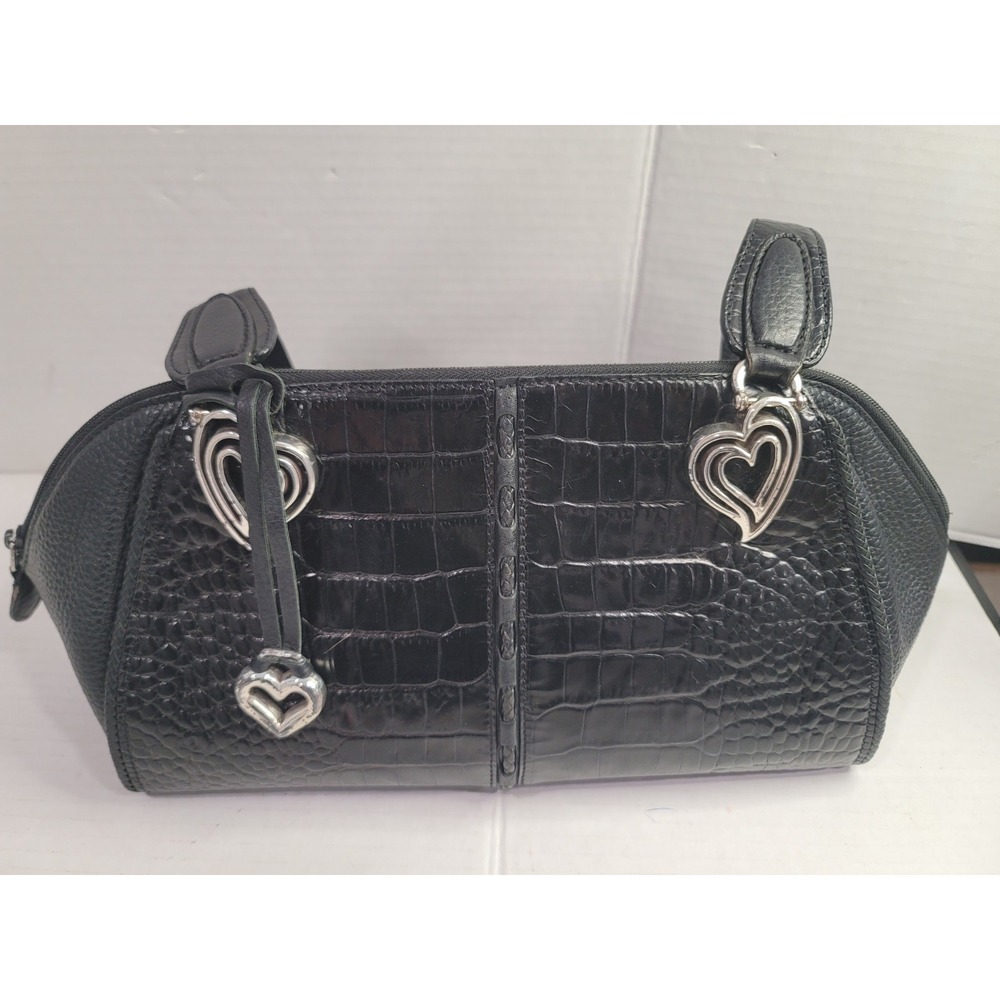 Vintage Brighton purse with silver hearts Idea tag inside. no wear Black leather